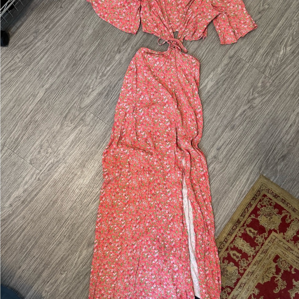 AFRM Floral Cut-Out Maxi Dress | XS